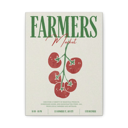 Canvas Wall Art, Farmers Market Print, Dorm Apartment Decor, Stretched Matte, 1 25&quot; - Rustic Kitchen Home Decoration
